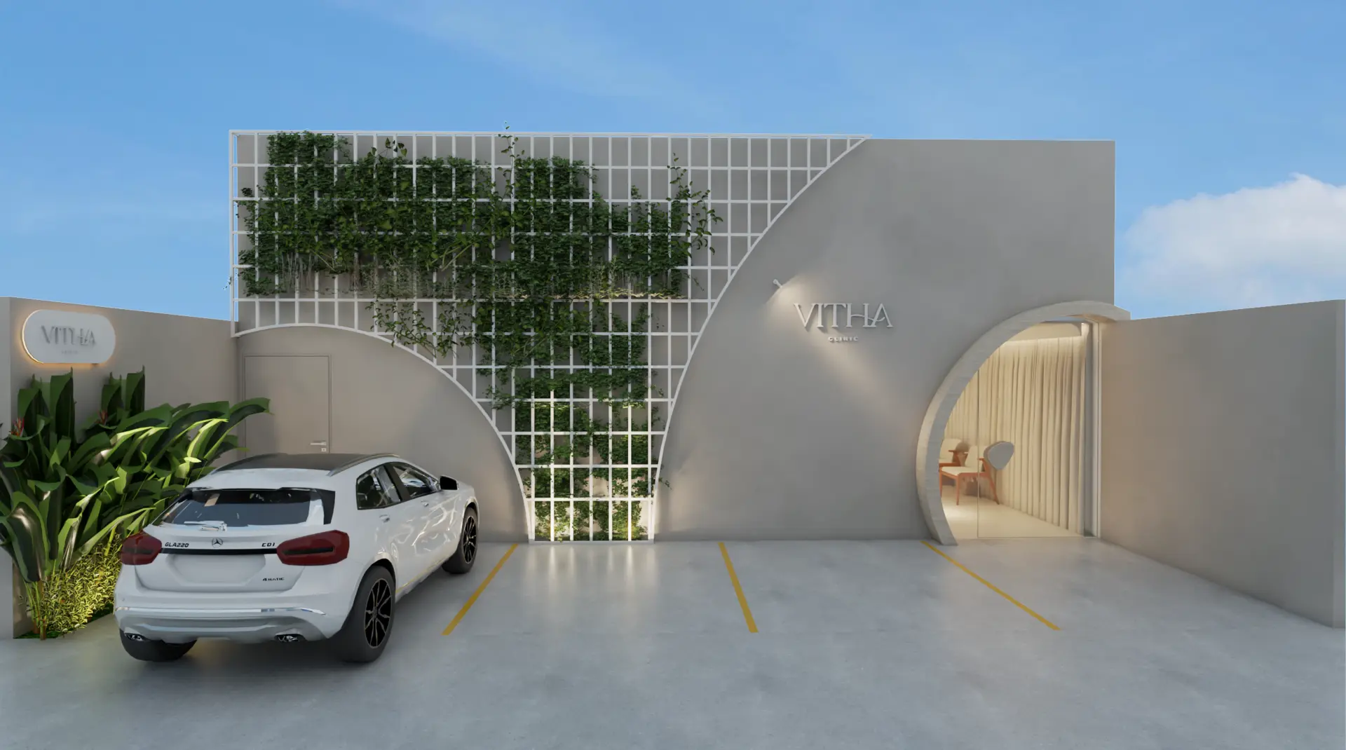 Fachada contemporânea da Clínica VT